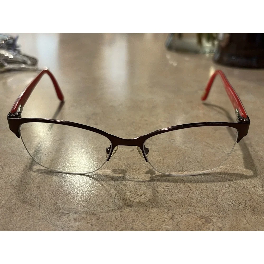 Ted Baker Frame B718 BRN Red Floral 51-16-140mm Half Rim Spring Hinge